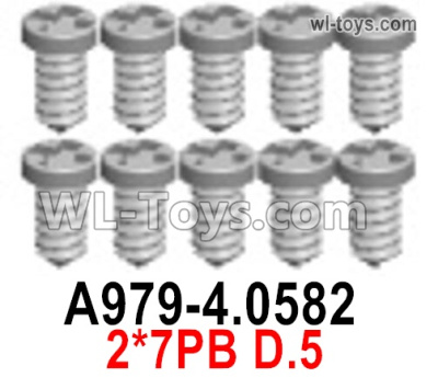 Wltoys 124019 A979-4.0582 Screws. 2x7PB D.5. Wltoys 124019 1/12 Screws Parts, Wltoys 124019 RC Car Screws Parts.