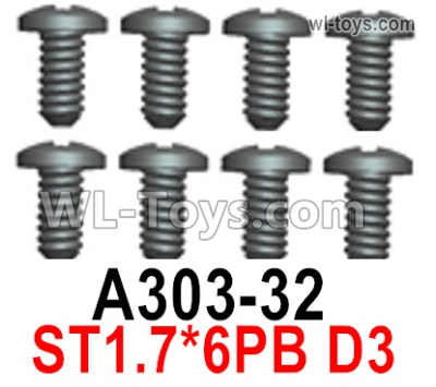 Wltoys 124019 A303-32 Screws. ST1.7x6PB D3. Wltoys 124019 1/12 Screws Parts, Wltoys 124019 RC Car Screws Parts.