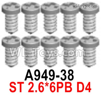 Wltoys 124019 A949-38 Screws. ST 2.6x6PB D4. Wltoys 124019 1/12 Screws Parts, Wltoys 124019 RC Car Screws Parts.