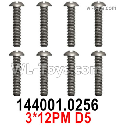 Wltoys 124019 12401.0256 Screws. 3x12PM D5. Wltoys 124019 1/12 Screws Parts, Wltoys 124019 RC Car Screws Parts.