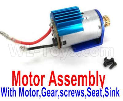 Wltoys 12427 Parts-Motor assembly,include the Motor,Motor Gear,Screws,Motor seat,Motor sink,Wltoys 12427 RC Car Parts,Wltoys 1/12 Parts