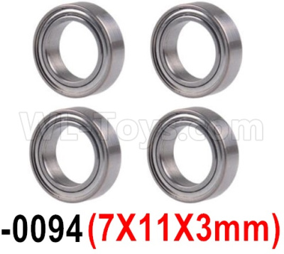 Wltoys 12427 Bearing-7X11X3mm,12427-0094,Total 4pcs,Wltoys 12427 RC Car Parts,Wltoys 1/12 Parts