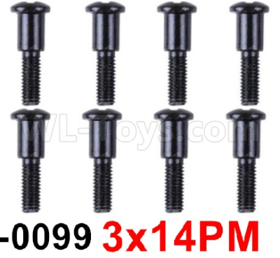 Wltoys 12427 Screws Parts-12427-0099 M3X14,Cross step lower half tooth screw(8PCS),Wltoys 12427 RC Car Parts,Wltoys 1/12 Parts