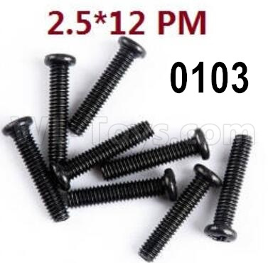 Wltoys 12427 Screws Parts-12427-00103-M2.5X12 PM-Cross recessed pan head screws(8PCS),Wltoys 12427 RC Car Parts,Wltoys 1/12 Parts