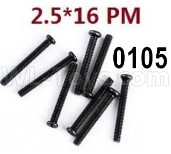 Wltoys 12427 Screws Parts-12427-00105-M2.5X16 PM,Cross recessed pan head screws(8PCS),Wltoys 12427 RC Car Parts,Wltoys 1/12 Parts