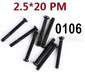 Wltoys 12427 Screws Parts-12427-00106-M2.5X20 PM,Cross recessed pan head screws(8PCS),Wltoys 12427 RC Car Parts,Wltoys 1/12 Parts