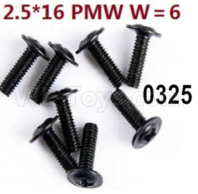 Wltoys 12427 Screws Parts-12427-0325-2.5X16 PMW W=6-8pcs,Wltoys 12427 RC Car Screws,Wltoys 1/12 Screws