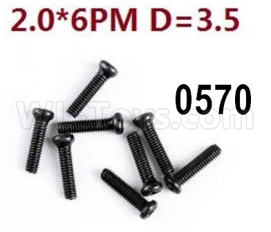 Wltoys 12427 Screws Parts-12427-0570 Screws-8pcs-2X6PM,Wltoys 12427 RC Car Parts,Wltoys 1/12 Parts