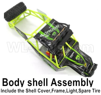 Wltoys 12428 Parts-Body shell assembly-Include the All Roll cage,Shell cover,Light,Spare Tires,Wltoys 12428 RC Car Parts,Wltoys 1/12 Parts