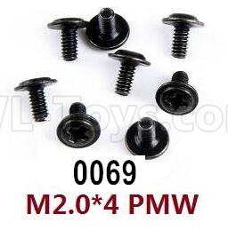 Wltoys 12428 Pan head screws with cross media(M2.0x4 PMW)-8pcs Parts, 12428-0069