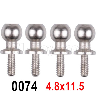 Wltoys 12428-B Parts-0074 Ball head screw(M4.8X11.5)-4PCS,Wltoys 12428-B Rc Car Spare Parts Replacement Accessories,1:12 Scale 4wd,2.4G 12428-B rc racing car Parts,On Road Drift Racing Truck Car Parts