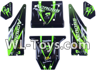 Wltoys 18428 The left and Right Body shell cover& Left and Right Tail wing-Green,Wltoys 18428 RC Car Spare Parts Replacement Accessories,1:18 Scale 4wd,2.4G 18428 rc racing car Parts,On Road Drift Racing Truck Car Parts