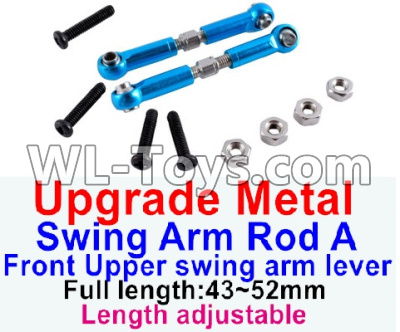 JJRC Q46 Upgrade Metal Swing arm Rod A Parts,Front upper swing arm lever Parts(2pcs)-Blue(Full length-43-52mm)-Length adjustable,JJRC Q46 Parts,jjrc q46 speedrunner Parts,JJRC Q46 1/12 Parts