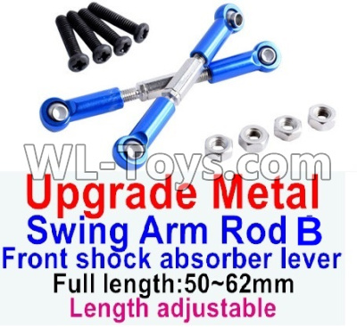 JJRC Q46 Upgrade Metal Swing arm Rod B Parts,Front shock absorber lever Parts(2pcs)-Dark Blue-(Full length-50-62mm)-Length adjustable,JJRC Q46 Parts,jjrc q46 speedrunner Parts,JJRC Q46 1/12 Parts