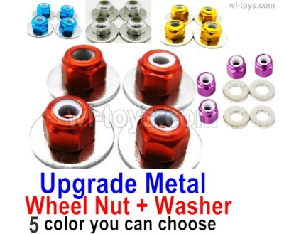 Wltoys 144001 Upgrade Metal Nut for the Wheel + Washer-4 set-5 Color you can choose,Wltoys 144001 1/14 Parts,Wltoys 144001 RC Car Parts
