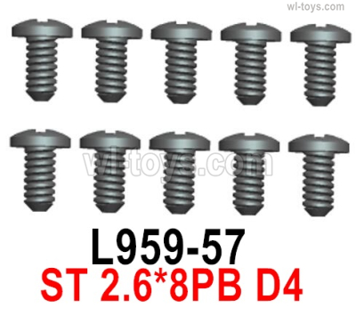 Wltoys 14401 Parts-Screws Parts--2.6x8-8pcs-L959-57,Cross Pan head Self-tapping screws,Wltoys 14401 1/14 Parts,Wltoys 14401 RC Car Parts