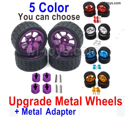 Wltoys 144002 Upgrade Parts Metal Wheels Tires + Upgrade Metal Hex wheel seat.5 Color you can choose.Wltoys 144002 1/14 Parts, Wltoys 44002 RC Car Parts.