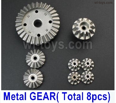 Wltoys 144002 Parts-Whole Metal Differentials Gear Kit.Total 8pcs.Wltoys 144002 1/14 Parts, Wltoys 44002 RC Car Parts.