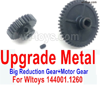 Wltoys 144002 Upgrade Parts Metal Big Reduction Gear and Metal Motor gear.Wltoys 144002 1/14 Parts, Wltoys 44002 RC Car Parts.