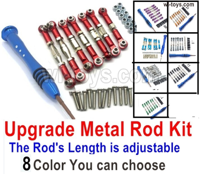 Wltoys 144002 Upgrade Parts Metal Rod Assembly Kit. 8color you can choose. It Includes 7pcs Rod + Screws drivers + screwsWltoys 144002 1/14 Parts, Wltoys 44002 RC Car Parts.