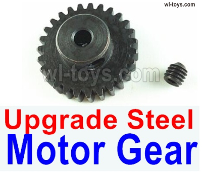 Wltoys 144002 Upgrade Parts Steel motor Gear,1pcs.0.7 Modulus.Black color.27 Teeth.Wltoys 144002 1/14 Parts, Wltoys 44002 RC Car Parts.