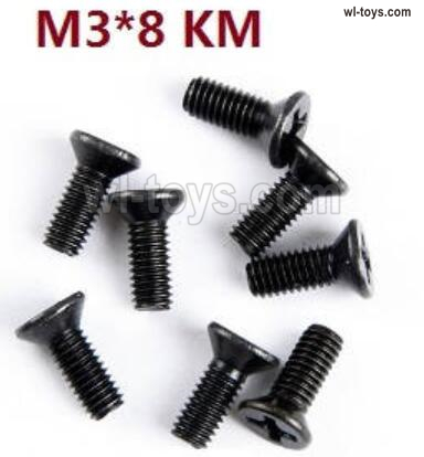 Wltoys 144002 screws Parts-12427-00117 Cross recessed Flat head screws(8PCS)-M3X8 KM.Wltoys 144002 1/14 Parts, Wltoys 44002 RC Car Parts.