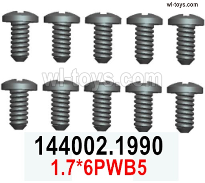 Wltoys 144002 screws Parts-1.7X6PWB5 Screw set-144002.1990.Total 10pcs.Wltoys 144002 1/14 Parts, Wltoys 44002 RC Car Parts.
