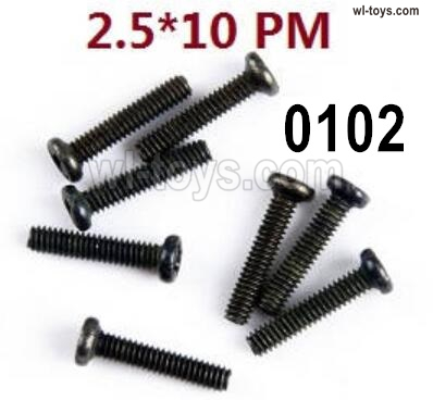 Wltoys 144002 screws Parts-12428.0102 Screws. M2.5X10 PM.Total 8pcs.Wltoys 144002 1/14 Parts, Wltoys 44002 RC Car Parts.