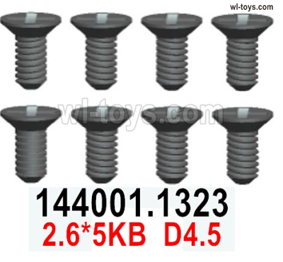 Wltoys 144002 screws Parts.144001.1323 Screws.2.6x5KB D4.5.Cross Flat head Self-tapping screws.Total 8pcs.Wltoys 144002 1/14 Parts, Wltoys 44002 RC Car Parts.