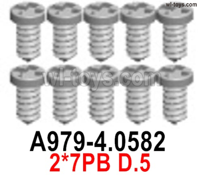 Wltoys 144002 Screws Parts-A979-4.0582 Screws. 2x7PB D.5.Total 10pcs.Wltoys 144002 1/14 Parts, Wltoys 44002 RC Car Parts.