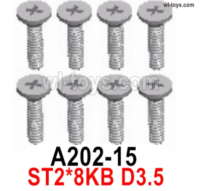 Wltoys 144002 Screws Parts-A202-15 Screws. ST2x8KB D3.5.Total 8pcs.Wltoys 144002 1/14 Parts, Wltoys 44002 RC Car Parts.