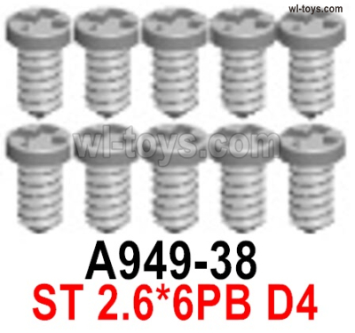 Wltoys 144002 Screws Parts-A949-38 Screws. ST 2.6x6PB D4.Total 10pcs.Wltoys 144002 1/14 Parts, Wltoys 44002 RC Car Parts.