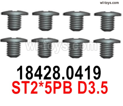 Wltoys 144002 Screws Parts-18428.0419 Screws. ST2.5PB D3.5.Total 8pcsWltoys 144002 1/14 Parts, Wltoys 44002 RC Car Parts.
