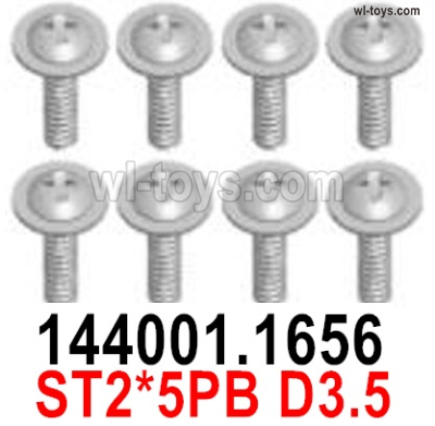 Wltoys 144002 Screws Parts-144001.1656 Screws. 2.5x8PWM6.Total 8pcsWltoys 144002 1/14 Parts, Wltoys 44002 RC Car Parts.