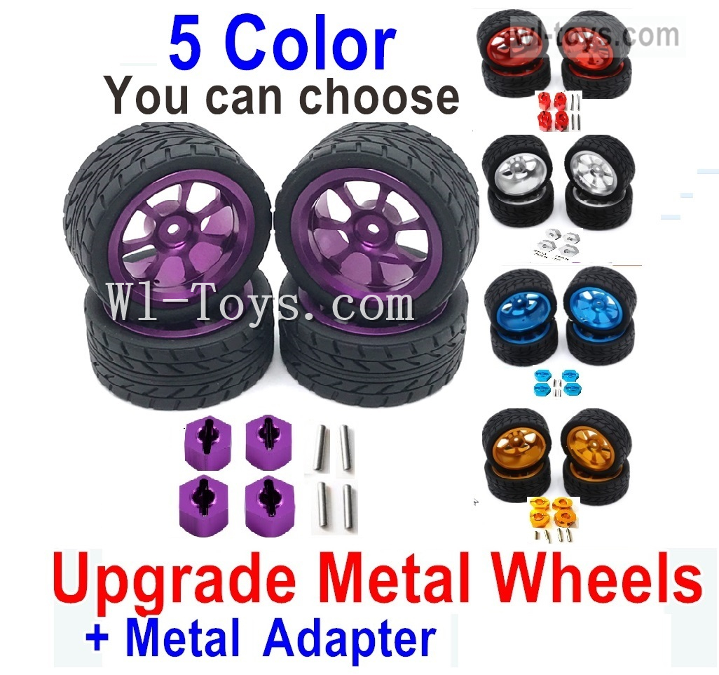 Wltoys 144010 Upgrade Parts Metal Wheels Tires + Upgrade Metal Hex wheel seat.5 Color you can choose.Wltoys 144010 1/14 Parts, Wltoys 144010 RC Car Parts.