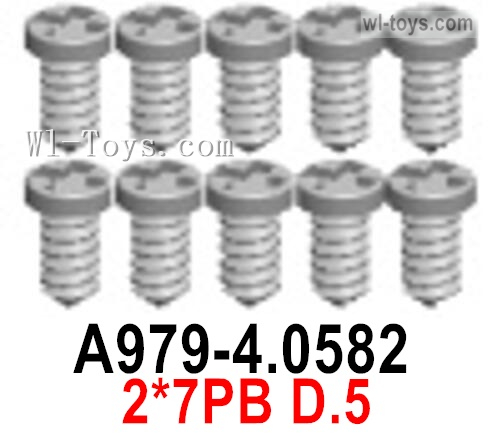 Wltoys 144010 A979-4.0582 Screws. 2x7PB D.5. Wltoys 144010 1/14 Screws Parts, Wltoys 144010 RC Car Screws Parts.