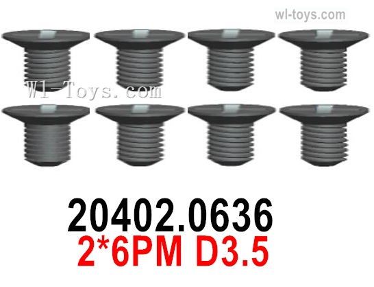 Wltoys 144010 20402.0636 Screws. 2x6PM D3.5. Wltoys 144010 1/14 Screws Parts, Wltoys 144010 RC Car Screws Parts.