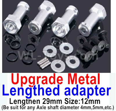 Wltoys 184012 Parts-06-08 A949-11 Upgrade Metal 8mm-to-12mm Lengthed adapter(4 set)-Lengthen 29mm-Silver,Wltoys 184012 Rc Racing Car Truck Spare Parts,High speed Wltoys 184012 1:18 Scale 4wd,2.4G Spare Parts Accessories,F1 184012 On Road Drift Racing Truc