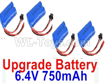 Wltoys 18409 Upgrade 6.4V 750mAh battery(4pcs)-52X32X16mm,Wltoys 18409 RC Crawler Car Spare Parts Replacement Accessories,1:18 18409 4wd RC rock racing car Parts,On Road Drift Racing Truck Car Parts