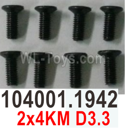 Wltoys 244016 104001.1942 Cross Recessed Countersunk Machine Screws 2X4KM.WLtoys VAGRANT SPEEDSTER 1/24 RC Car Accessories.