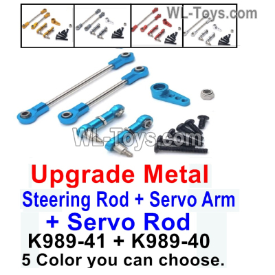 Wltoys 284010 Parts 2PCS Upgrade Metal Steering Rod 2pcs Servo Rod And 1pcs Metal Servo Arm. K989-41 + K989-40 + 284010-2253 Metal Servo Arm.You have 5 Color you can choose.WLtoys 1/28 RC Car Parts.