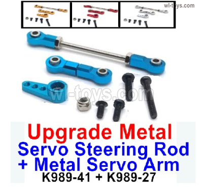 Wltoys 284131 Parts-2pcs Upgrade Metal Steering Rod + 1pcs Metal Servo Arm. K989-41 + K989-27.4 Color you can choose.WLtoys 1/28 rc Drift Car Parts