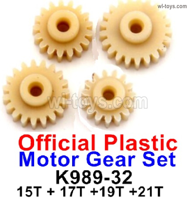 Wltoys 284131 Parts-K989-32 Motor gear Set.Total 4pcs.It includes the 15T,17T,19T and 21T Gear.WLtoys 1/28 rc Drift Car Parts