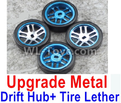 Wltoys K999 Upgrade Metal Drift Hub(4pcs) & Upgrade Drift Trie lether(4pcs)-Blue,1:28 Wltoys K999 Rc Car Spare Parts Replacement accessories,K999 On Road Drift Racing Truck Car Parts