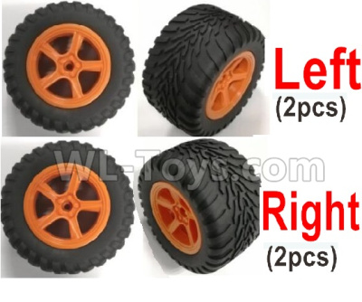 Wltoys L209 Spare Parts-21-01 1549 Left and Right Wheel unit(4 Set,2 left+2 Right)-Orange,Wltoys L209 Rc Car Spare Parts Replacement Accessories,1:10 L209 RC Racing Car Trcuk parts