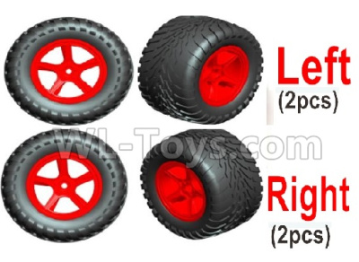 Wltoys L209 Spare Parts-22-01 1549 Left and Right Wheel unit(4 Set,2 left+2 Right)-Red,Wltoys L209 Rc Car Spare Parts Replacement Accessories,1:10 L209 RC Racing Car Trcuk parts