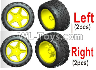 Wltoys L229 Spare Parts-11-01 1565+1566 Left and Right Wheel unit(4 Set,2 left+2 Right)-Red,Wltoys L229 Rc Car Spare Parts Replacement Accessories,1:10 L229 RC Racing Car Trcuk parts