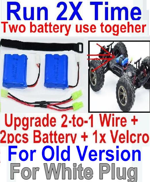 Foxx S911 Upgrade 2-to-1 wire and Velcro & 2pcs Battery-Two battery can be used together,Run 2x Time than usual,JYRC Foxx S911 S911 RC Monster Truck Spare parts Accessories,1:12 4WD Brush High Speed Bu