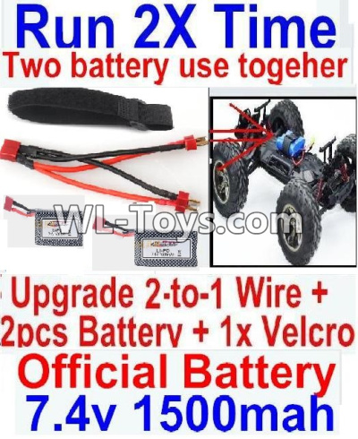 XinleHong Toys 9125 Upgrade 2-to-1 wire and Velcro & 2pcs Battery-Two battery can Be used together,Run 2x Time than usual Parts-,XinleHong 9125 Parts