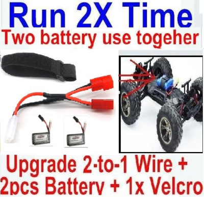 Hosim 9130 Upgrade 2-to-1 wire and Velcro & 2pcs 500mah Battery-Two battery can use together,Run 2x Time than usual Parts-,Hosim 9130 Parts